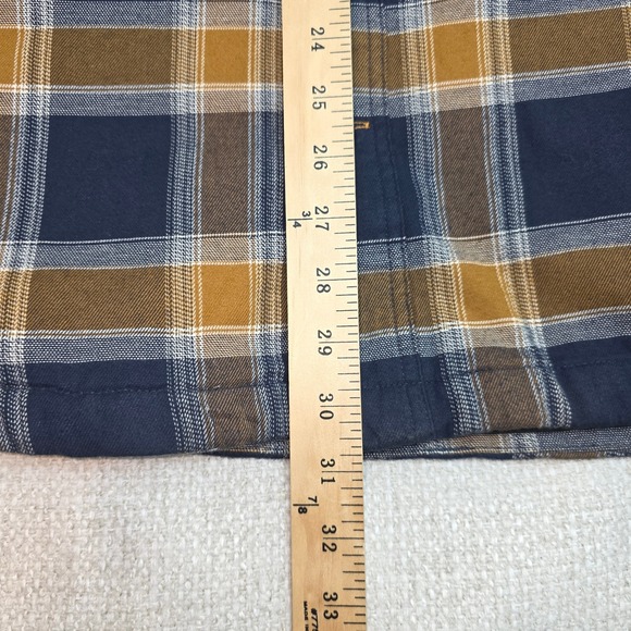 Carhartt Mens Relaxed Fit Fleece Lined Flannel Shirt Jacket Navy Mustard Plaid M - Picture 8 of 10